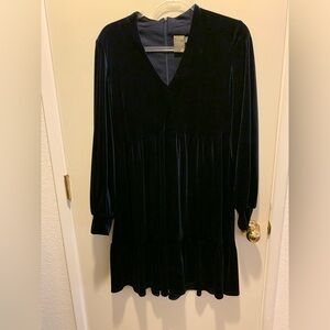 Taylor Navy Velvet Long Sleeve Dress